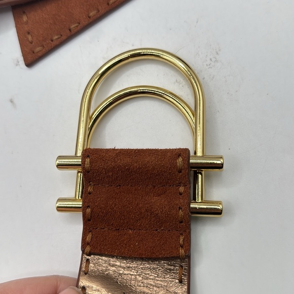 Michael Michael Kors Reversible Brown Leather Belt Gold Buckle Womens M Boho - Picture 4 of 12